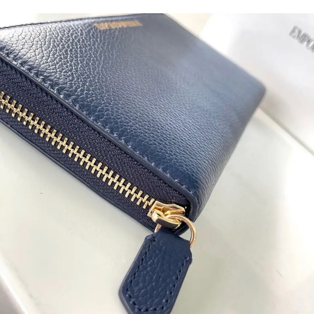 Emporio Armani Cervo Blue/Black‎ Leather Unisex Zip saround Wallet, Y3H171 8AHOC - Picture 8 of 10